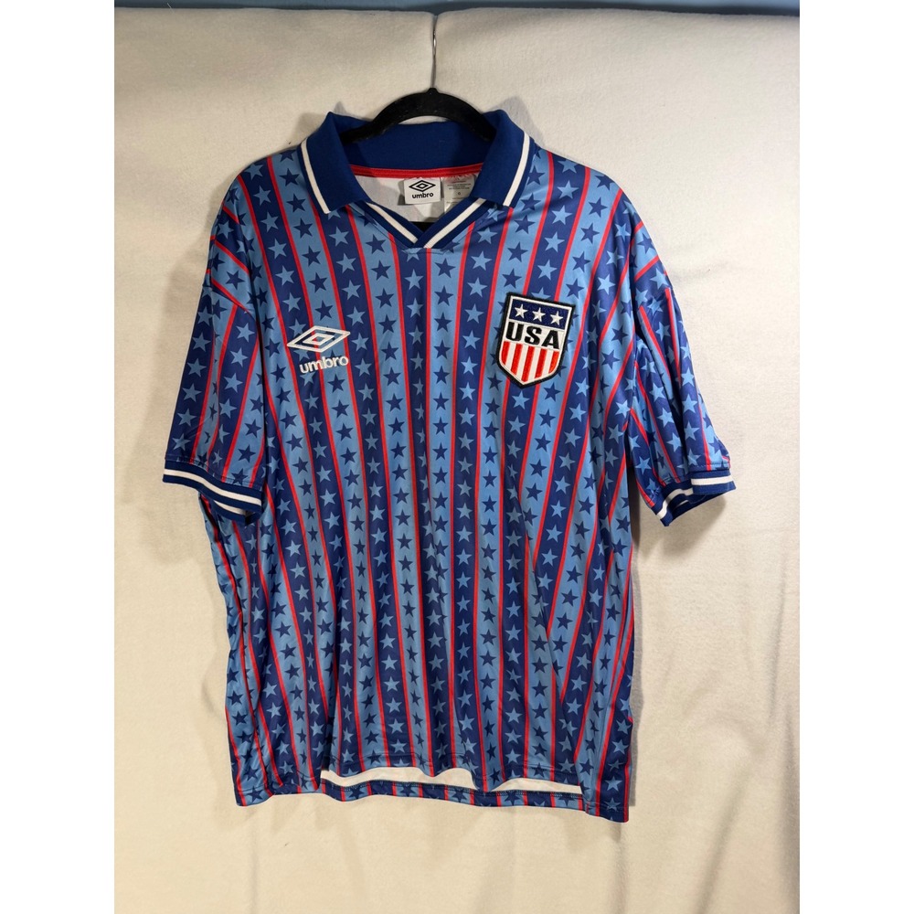 Umbro USA Soccer Jersey Mens Large Stars Stripes Blue UMBR020AUYSCP24